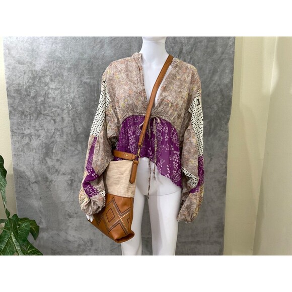 Fossil Amelia Hobo Linen /Faux Leather Shoulder Bag two different lengths straps - Picture 2 of 14